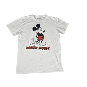 Mickey Mouse Disney T-Shirt Size Large White Crewneck Double Sided